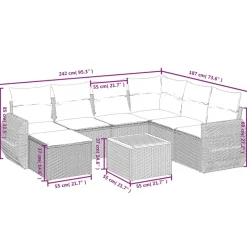 MAISON EXCLUSIVE - Salon de jardin 8 pcs avec coussins gris résine tressée