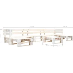 MAISON EXCLUSIVE - Salon de jardin palette 6 pcs bois blanc