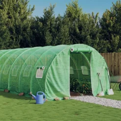 MAISON EXCLUSIVE - Serre avec cadre en acier vert 42 m² 14x3x2 m