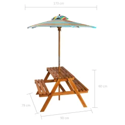 MAISON EXCLUSIVE - Table à pique-nique et parasol enfants 79x90x60cm acacia solide