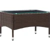 MAISON EXCLUSIVE - Table basse marron 60x40x36 cm résine tressée