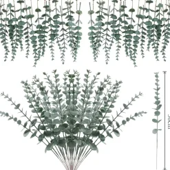 MCBOSON - Feuilles d'eucalyptus artificielles or*24