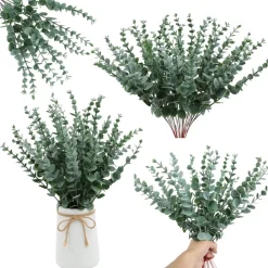MCBOSON - Feuilles d'eucalyptus artificielles vert clair*24
