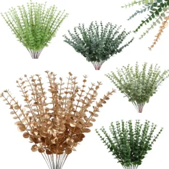 MCBOSON - Feuilles d'eucalyptus artificielles vert foncé*24