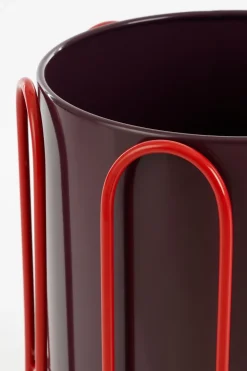 MICA DECORATIONS - Mica decorations - lot de 2 cache-pots sur pied en métal rouge foncé et rouge clair h35