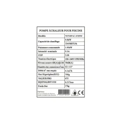 Optimea pompe à chaleur piscine monophasé 9,8kw - windpac-em55c