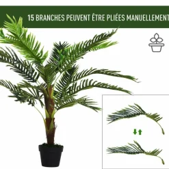 OUTSUNNY - Palmier artificiel H.123 cm - pot inclus