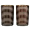 PARIS PRIX - Lot de 2 photophores "verre rayé" 18cm marron