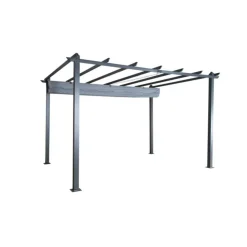 PARIS PRIX - Pergola avec toit "lazio" 395cm gris