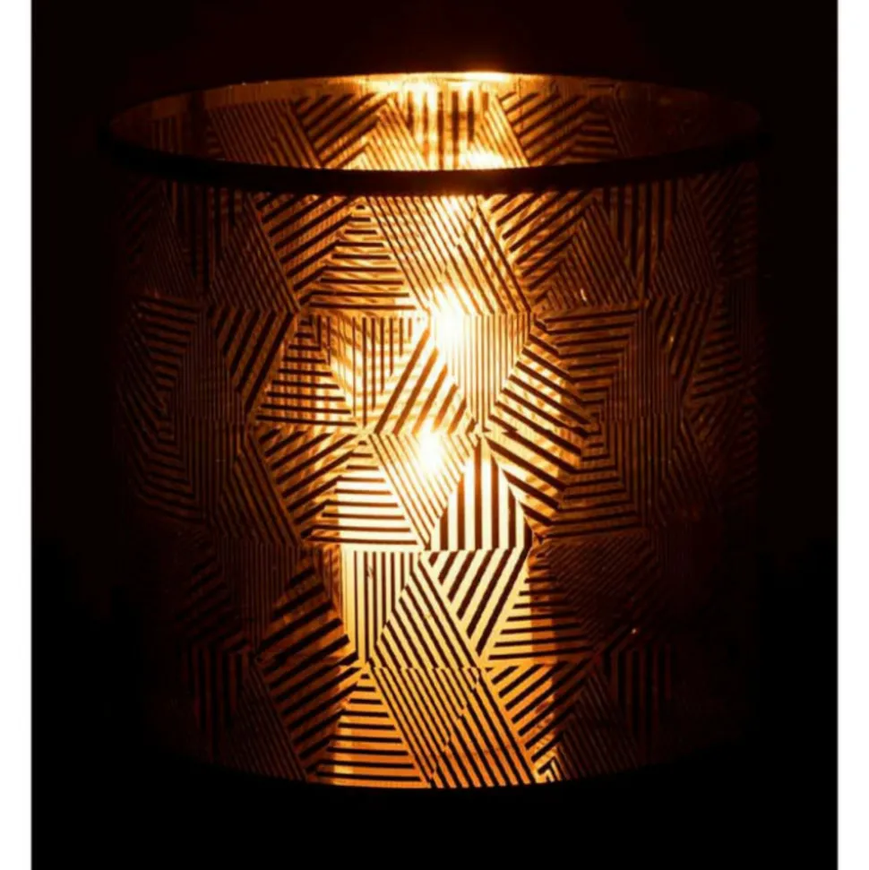 PARIS PRIX - Photophore en verre "triangle rayé" 24cm marron