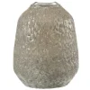 PARIS PRIX - Photophore en verre "obliqua" 19cm gris bleu