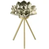 PARIS PRIX - Photophore sur pied "fleur verre" 18cm or