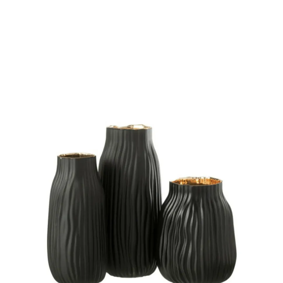 PARIS PRIX - Vase à rainures en verre "louis" 26cm noir
