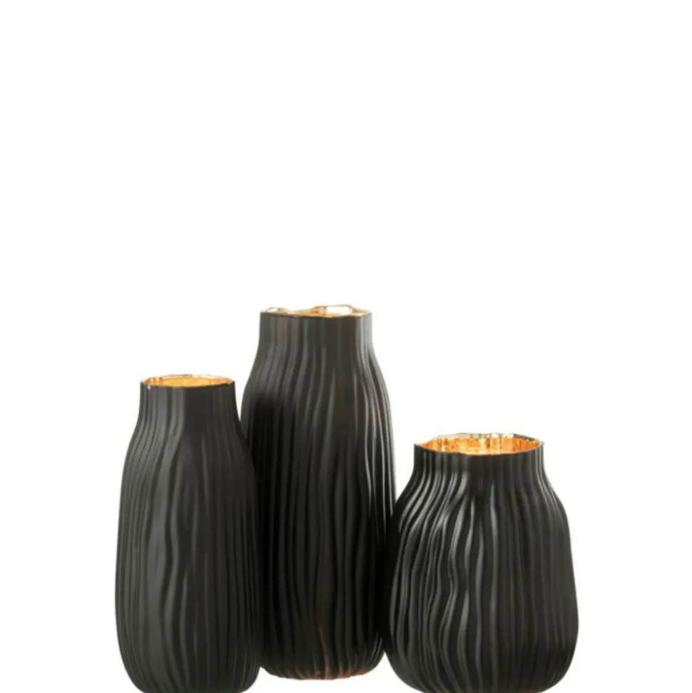 PARIS PRIX - Vase à rainures en verre "louis" 26cm noir