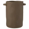 PARIS PRIX - Vase allongé en ciment "gustave" 30cm marron foncé
