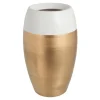 PARIS PRIX - Vase design "bord terre cuite" 30cm blanc & or