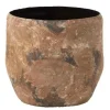 PARIS PRIX - Vase design en métal "effy" 39cm marron