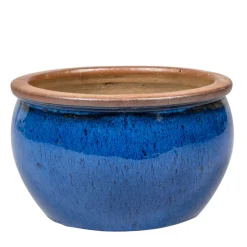 PASSION FOR POTTERY - Pot de fleurs Bonn en grès émaillé, coloris bleu - D.45xH.26cm