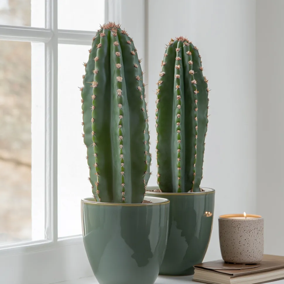 PLANT IN A BOX - Euphorbe ingens - set de 2 - euphorbia ingens - hauteur 40-50cm - ⌀18cm