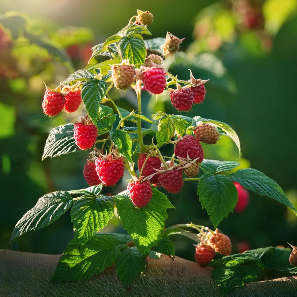 PLANT IN A BOX - Framboisier - set de 2 - rubus idaeus 'malling promise' - h50-60cm - ⌀15cm