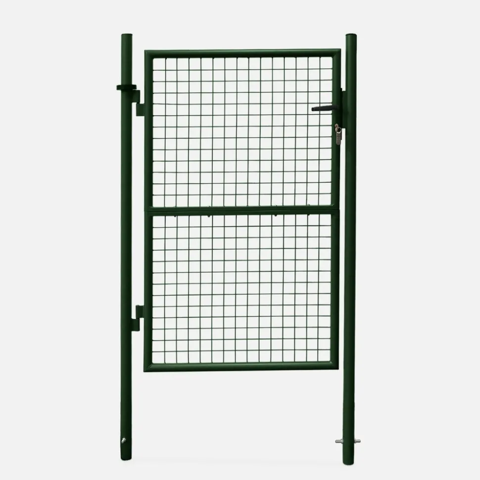 Portillon de jardin en métal vert. Double sens d'ouverture. Avec serrure.150x87cm