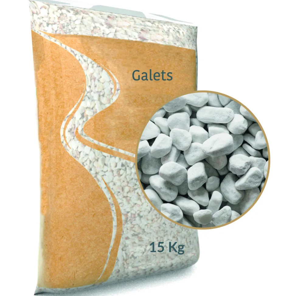 PRADIER - Galet roulé blanc carrare 15/25 en sac de 15 KG