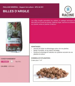 RACINE - Paillage minéral billes d'argile 8-16 triple action, 33 sacs de 50l - f-pai052-33x50