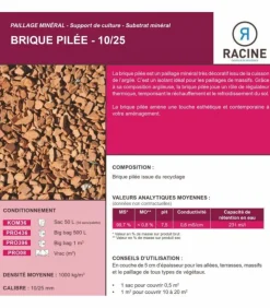 RACINE - Paillage minéral décoratif en brique pilée 10/25mm, sac de 20 litres - kom36