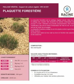 RACINE - Paillage mulch végétal plaquette forestière, x1 sac de 50 l - kom24