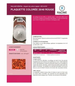 RACINE - Paillage plaquette colorée 20/40mm, rouge, 24 sacs 50l - pro99-24x50