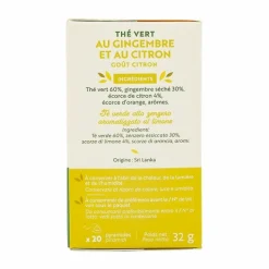 RENUTÉ - Thé vert gingembre et citron - 20 sachets - renuté