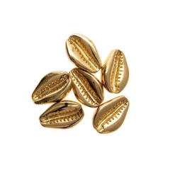 RICO DESIGN - 6 perles - coquillages or - 2 perforations
