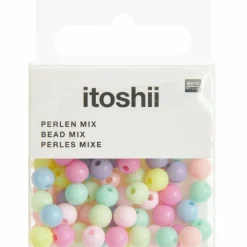 RICO DESIGN - 80 perles rondes 6 mm - pastel arc-en-ciel