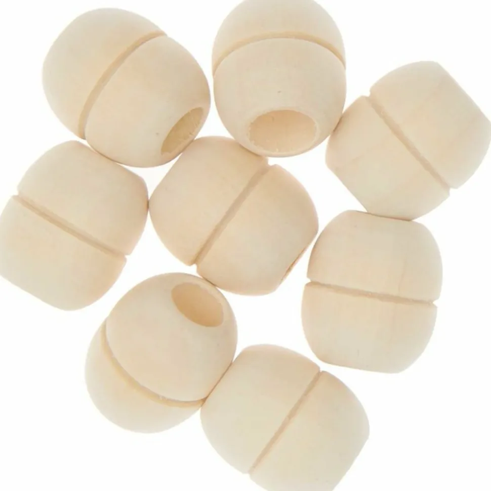 RICO DESIGN - 8 perles rondes fantaisie - bois nature - 22 mm
