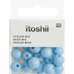 RICO DESIGN - 24 perles rondes 10 mm - bleu-gris