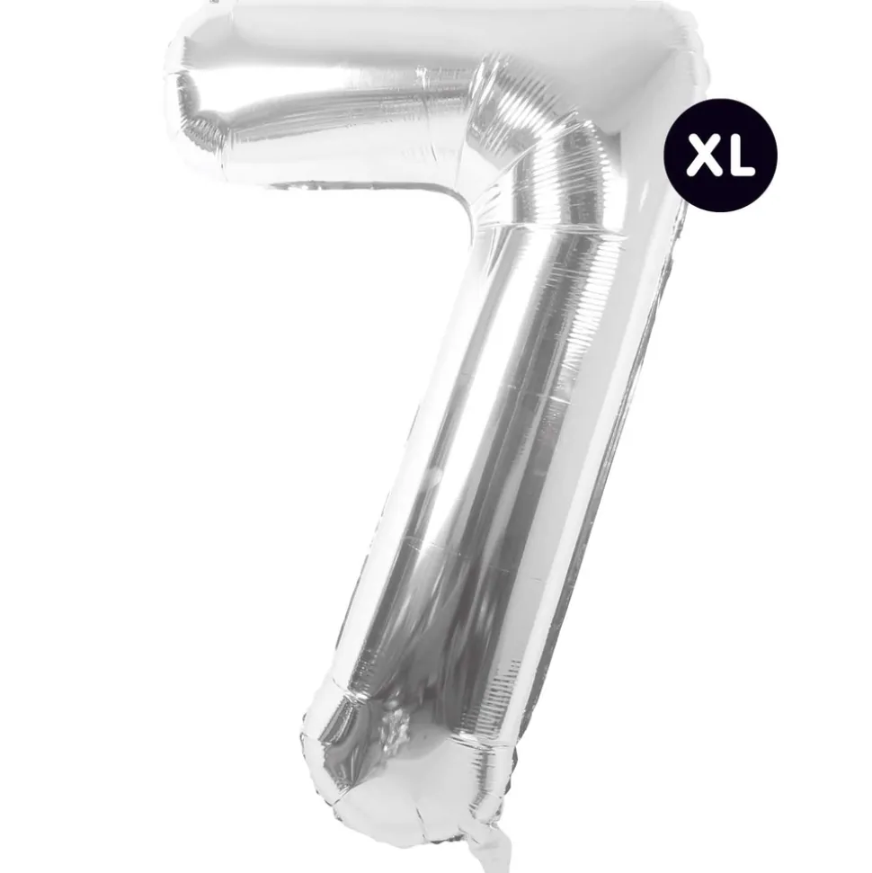 RICO DESIGN - Ballon aluminium chiffre "7" argenté, haut. 86 cm