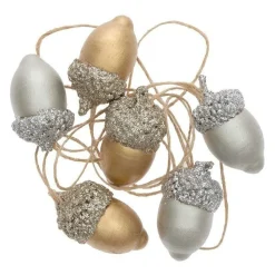RICO DESIGN - Pendentifs 6 glands en bois or et argent