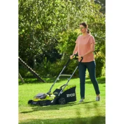 RYOBI - Tondeuse a gazon - poussée hybride 36v (alimentation par 2 batteries one+™) - coupe 37 cm + 2 batteries 5 ah & charg. - ry