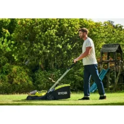 RYOBI - Tondeuse a gazon - poussée hybride 36v (alimentation par 2 batteries one+™) - coupe 37 cm + 2 batteries 5 ah & charg. - ry