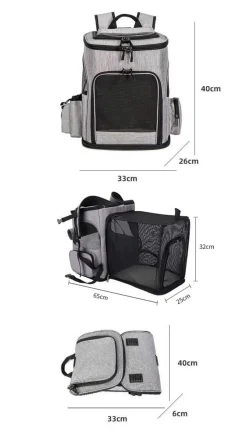 Sac à dos pour chat mcboson noir - extensible, grande capacité, pliable