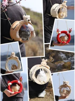 Sac de voyage semi-circulaire pour écureuil, chinchilla, hamster, lapin nain, cochon d'inde - mcboson