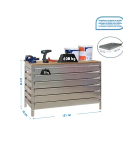 SIMONRACK - Etabli simonwork bt5 box6 1200 galva/bois - 842x1210x760 600kg - simonrack