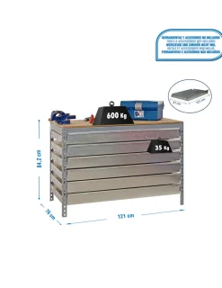 SIMONRACK - Etabli simonwork bt5 box6 1200 gris/bois - 842x1210x760 600kg - simonrack