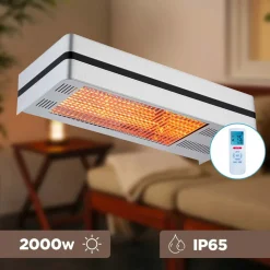 SINED - Chauffage de terrasse infrarouge argente 2000w sined caldo i box