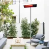 SINED - Radiateur infrarouge wifi avec pôle 2000w verre noir chaud sined