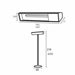 SINED - Radiateur infrarouge wifi avec pôle 2000w verre noir chaud sined