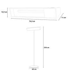 SINED - Rechauffeur infrarouge sined 2000w verre noir chaud
