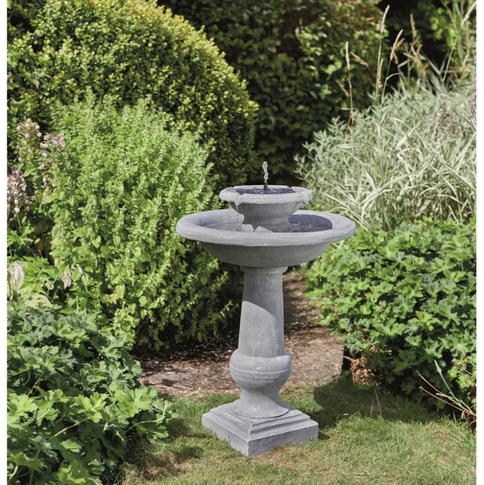 SMART GARDEN - Fontaine solaire bain d'oiseau 2 niveaux chatsworth