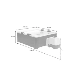 Spa rigide oslo plus mspa 6 personnes gris. 4 coussins. Bâche incluse. Hydromassages système. 180 x 180 x 65 cm