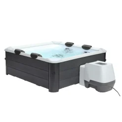 Spa rigide oslo plus mspa 6 personnes gris. 4 coussins. Bâche incluse. Hydromassages système. 180 x 180 x 65 cm